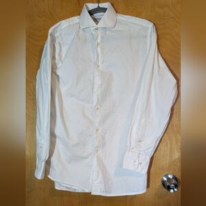 Isaac Mizrahi Slim Fit Dress Shirt Mens Medium White Button Up Long